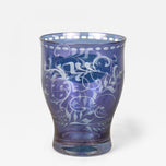 20TH CENTURY, CZECH REPUBLIC, BLUE IRIDESCENT GLASS, ENGRAVED VASE