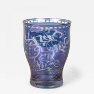 20TH CENTURY, CZECH REPUBLIC, BLUE IRIDESCENT GLASS, ENGRAVED VASE