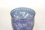 20TH CENTURY, CZECH REPUBLIC, BLUE IRIDESCENT GLASS, ENGRAVED VASE