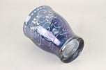 20TH CENTURY, CZECH REPUBLIC, BLUE IRIDESCENT GLASS, ENGRAVED VASE