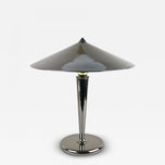 MID-CENTURY, ITALY, TABLE LAMP, GREY CHROMED, BRASS, 1970
