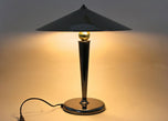 MID-CENTURY, ITALY, TABLE LAMP, GREY CHROMED, BRASS, 1970