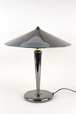 MID-CENTURY, ITALY, TABLE LAMP, GREY CHROMED, BRASS, 1970