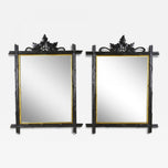 19TH CENTURY, GERMANY, BLACK FOREST WALL MIRRORS, RUSTIC, GILT BARS