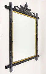 19TH CENTURY, GERMANY, BLACK FOREST WALL MIRRORS, RUSTIC, GILT BARS