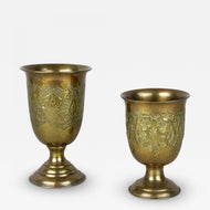 19TH CENTURY, AUSTRIA, BIEDERMEIER BRASS GOBLETS, VASES, HANDCRAFTED