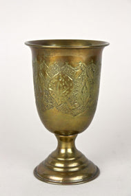 19TH CENTURY, AUSTRIA, BIEDERMEIER BRASS GOBLETS, VASES, HANDCRAFTED