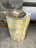 ORGANIC MODERN, PETRIFIED WOOD, PEDESTAL SINK, INDONESIA