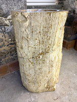 ORGANIC MODERN, PETRIFIED WOOD, PEDESTAL SINK, INDONESIA
