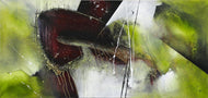 ABSTRACT PAINTING, CRAWFISH VS, TURTLE, ACRYLIC ON CANVAS