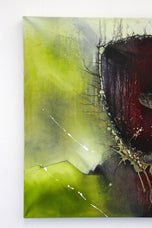 ABSTRACT PAINTING, CRAWFISH VS, TURTLE, ACRYLIC ON CANVAS