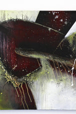 ABSTRACT PAINTING, CRAWFISH VS, TURTLE, ACRYLIC ON CANVAS