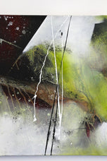 ABSTRACT PAINTING, CRAWFISH VS, TURTLE, ACRYLIC ON CANVAS