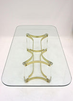 MID CENTURY, ITALIAN, LUCITE, BRASS, COFFEE TABLE, A ALBRIZZI, 1970
