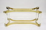 MID CENTURY, ITALIAN, LUCITE, BRASS, COFFEE TABLE, A ALBRIZZI, 1970