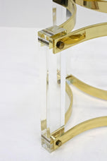 MID CENTURY, ITALIAN, LUCITE, BRASS, COFFEE TABLE, A ALBRIZZI, 1970