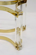 MID CENTURY, ITALIAN, LUCITE, BRASS, COFFEE TABLE, A ALBRIZZI, 1970