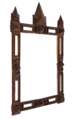 19TH CENTURY, AUSTRIA, RUSTIC TRAMP ART WALL MIRROR, HANDCARVED, CA 1880