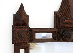 19TH CENTURY, AUSTRIA, RUSTIC TRAMP ART WALL MIRROR, HANDCARVED, CA 1880