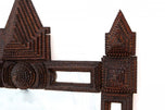 19TH CENTURY, AUSTRIA, RUSTIC TRAMP ART WALL MIRROR, HANDCARVED, CA 1880