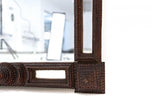 19TH CENTURY, AUSTRIA, RUSTIC TRAMP ART WALL MIRROR, HANDCARVED, CA 1880