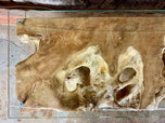 TEAK WOOD ROOT CONSOLE, LOWBOARD WITH SAFETY GLASS TOP, ORGANIC MODERN, 2021