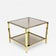 20TH CENTURY, ITALY, HOLLYWOOD REGENCY, BRASS SIDE TABLE, SMOKED GLASS, 1970