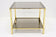 PAIR OF HOLLYWOOD REGENCY, ITALY, BRASS SIDE TABLES, SMOKED GLASS, 1970