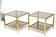 PAIR OF HOLLYWOOD REGENCY, ITALY, BRASS SIDE TABLES, SMOKED GLASS, 1970
