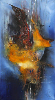 ABSTRACT PAINTING, SEA WAR, ACRYLIC ON CANVAS, MS, STEEL FRAME, 2021