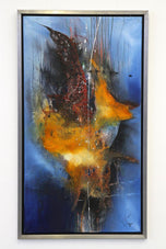 ABSTRACT PAINTING, SEA WAR, ACRYLIC ON CANVAS, MS, STEEL FRAME, 2021