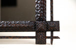 19TH CENTURY, AUSTRIA, RUSTIC TRAMP ART MIRROR, HAND CARVED