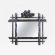 19TH CENTURY, AUSTRIA, BLACK FOREST WALL MIRROR, HAND CARVED