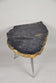 PETRIFIED WOOD SIDE TABLE, STAINLESS STEEL FEET, ORGANIC MODERN, 2021