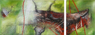 ABSTRACT TWO-PART PAINTING, ACRYLIC ON CANVAS, MS, 2021