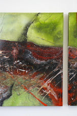 ABSTRACT TWO-PART PAINTING, ACRYLIC ON CANVAS, MS, 2021