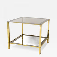 LATE MID CENTURY, ITALY, BRASS SIDE TABLE, SMOKED GLASS