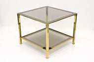 LATE MID CENTURY, ITALY, BRASS SIDE TABLE, SMOKED GLASS