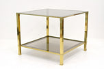 LATE MID CENTURY, ITALY, BRASS SIDE TABLE, SMOKED GLASS