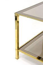 LATE MID CENTURY, ITALY, BRASS SIDE TABLE, SMOKED GLASS