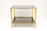 LATE MID CENTURY, ITALY, BRASS SIDE TABLE, SMOKED GLASS