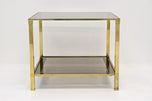 LATE MID CENTURY, ITALY, BRASS SIDE TABLE, SMOKED GLASS