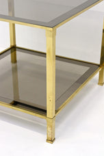 LATE MID CENTURY, ITALY, BRASS SIDE TABLE, SMOKED GLASS