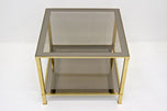 LATE MID CENTURY, ITALY, BRASS SIDE TABLE, SMOKED GLASS