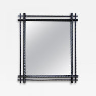19TH CENTURY, AUSTRIA, RUSTIC TRAMP ART WALL MIRROR, BASSWOOD, CIRCA 1880