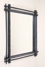 19TH CENTURY, AUSTRIA, RUSTIC TRAMP ART WALL MIRROR, BASSWOOD, CIRCA 1880