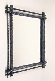 19TH CENTURY, AUSTRIA, RUSTIC TRAMP ART WALL MIRROR, BASSWOOD, CIRCA 1880