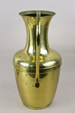 MID CENTURY, AMPHORA, BRASS VASE, HANDLE, FLOOR VASE