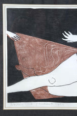 20TH CENTURY, LINOCUT, ARTWORK, PATINKAS WORK, TWO COLOUR, SIGNED PETER K, 1970