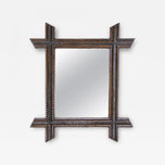 19TH CENTURY, AUSTRIA, TRAMP ART, WALL MIRROR, NOTCH CUT, CIRCA 1880